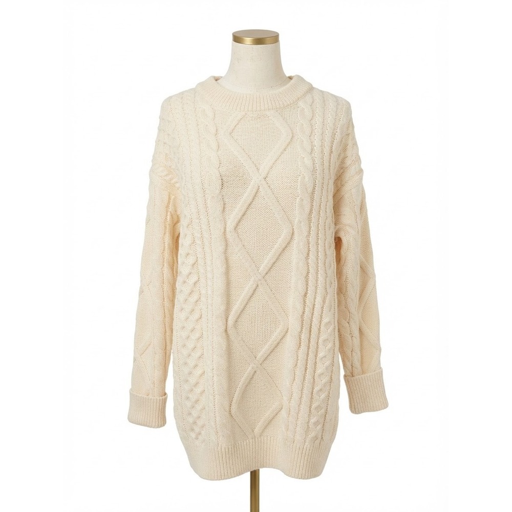 Aelfric Eden White Cable Fisherman Sweater Size Medium